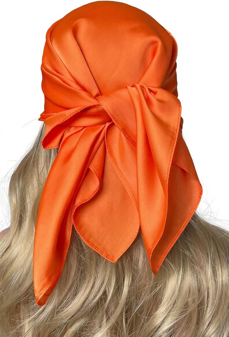 Chung Women's Square Satin Scarf 27.5" Bandanas Solid 50s Retro Neck Scarves Emulation Silk Handbag Hair Ribbons Necktie - Image 3